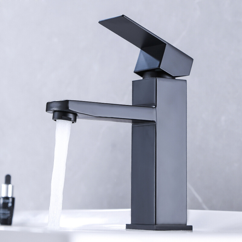 Stainless Steel Baking Paint Square Basin Faucet Household Bathroom Washbasin Washstand Basin Square Faucet