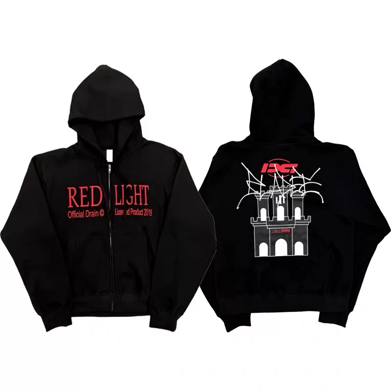 Drain Gang SadBoys Blade Red LightZip UpHoodie Hoodie Zipper Jacket
