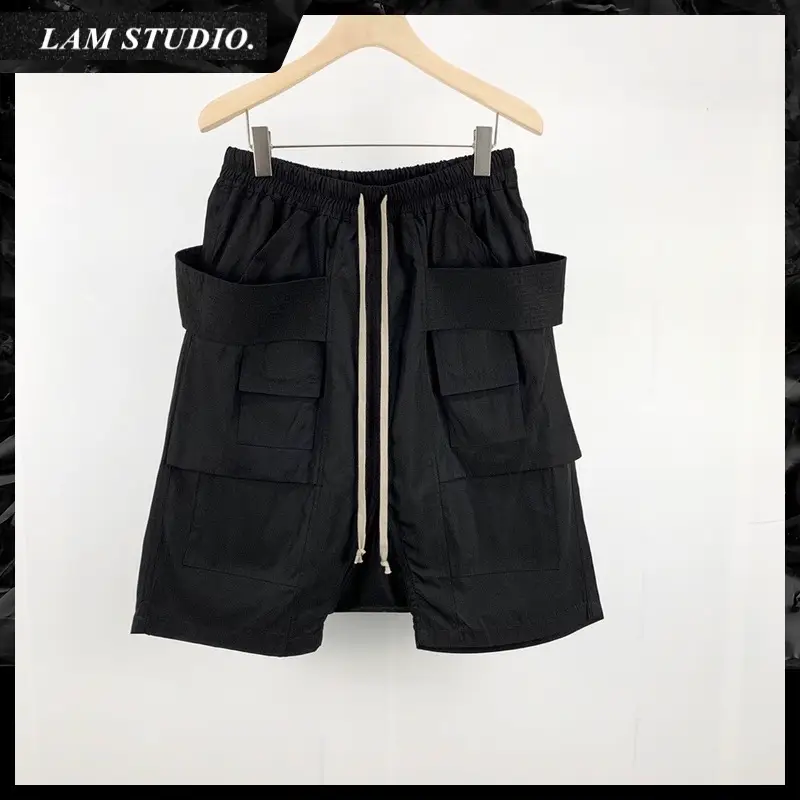 Correct high version classic dark style double ring loose workwear five point casual shorts men's Harun shorts