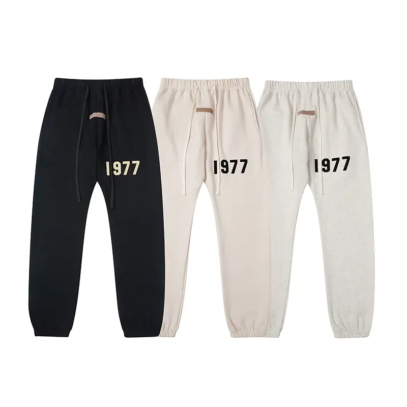 FOG double line ESSENTIALS Fall and winter Fleece-lined pants digital 1977 high street Trendy Casual Jogger Pants trousers men