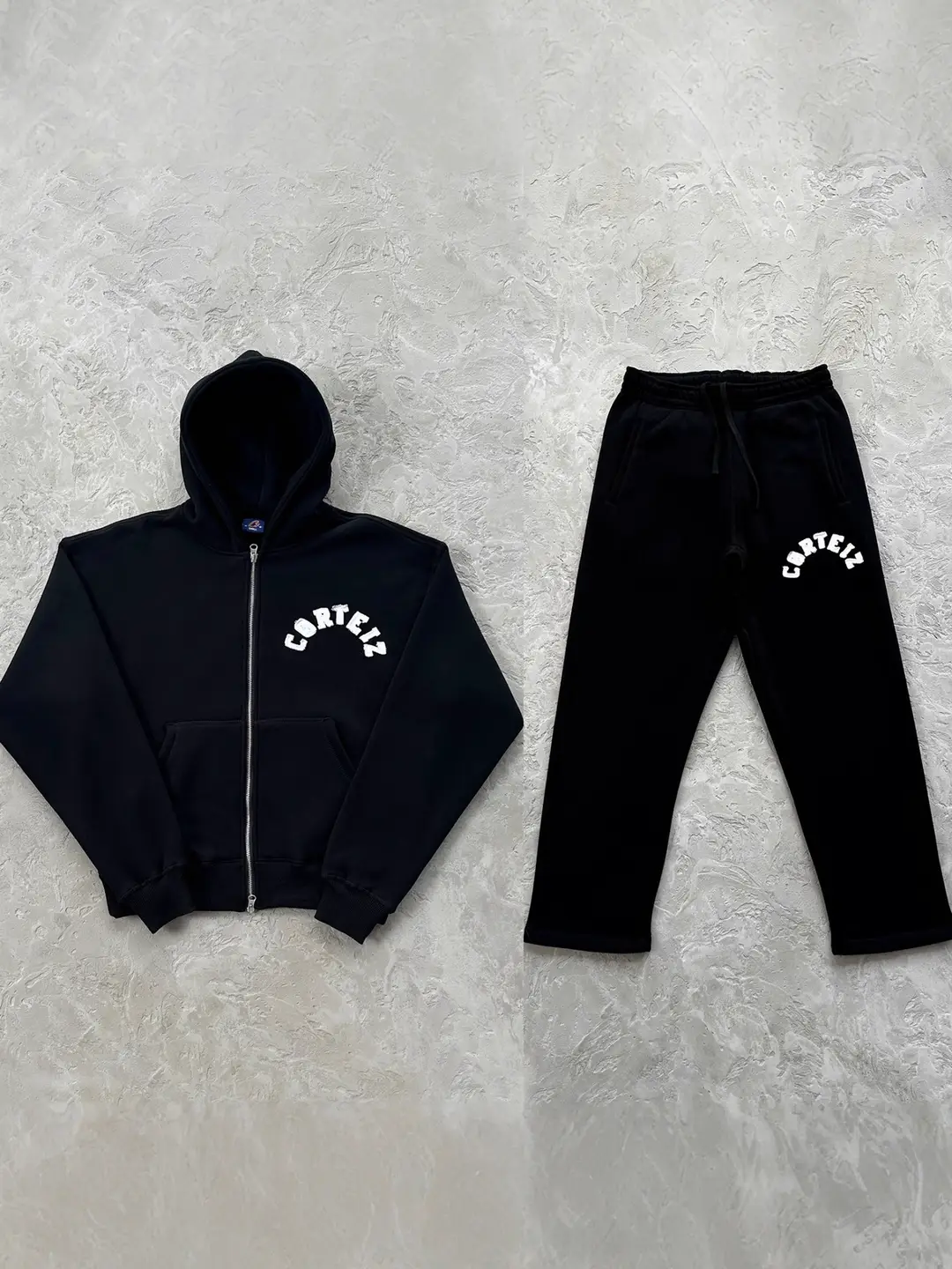High-Quality Corteiz American Street Hip-Hop Embroidered Letter Hooded Sweatshirt Jacket Men's Trendy Sports Suit