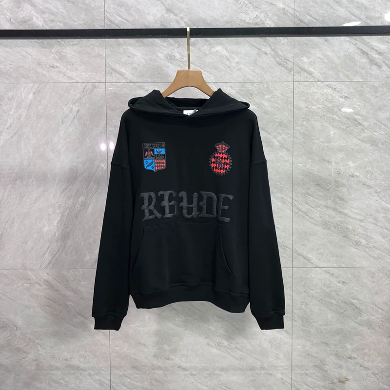 RHUDE 25SS复古小众纯棉新款美式高街男女款街头潮流宽松连帽运动衫