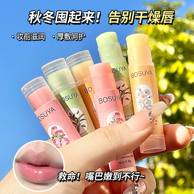 BOSUYA Lip Balm Moisturizing, Moisturizing, Hydrating, Anti-chapped and Anti-dead Skin Desalination Lip Pattern Lip Balm Autumn and Winter Lip Film for Women