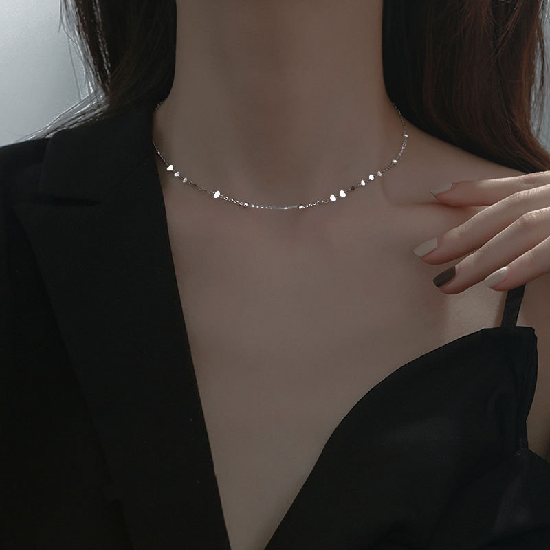 plain chain neck chain Japanese and Korean high-grade neck chain online celebrity blogger clavicle chain star sparkling necklace