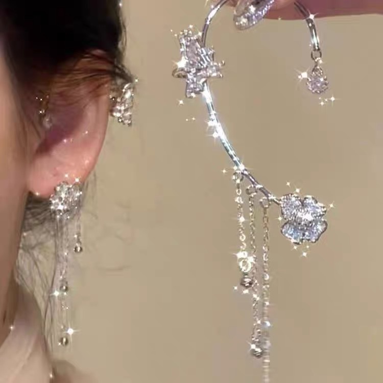 Super Fairy Butterfly Tassel Ear Clip Without Pierced Ears, Feminine, Accessible Luxury, High-End, Niche, Cool Style, Ear-Hook Ear Bone Clip