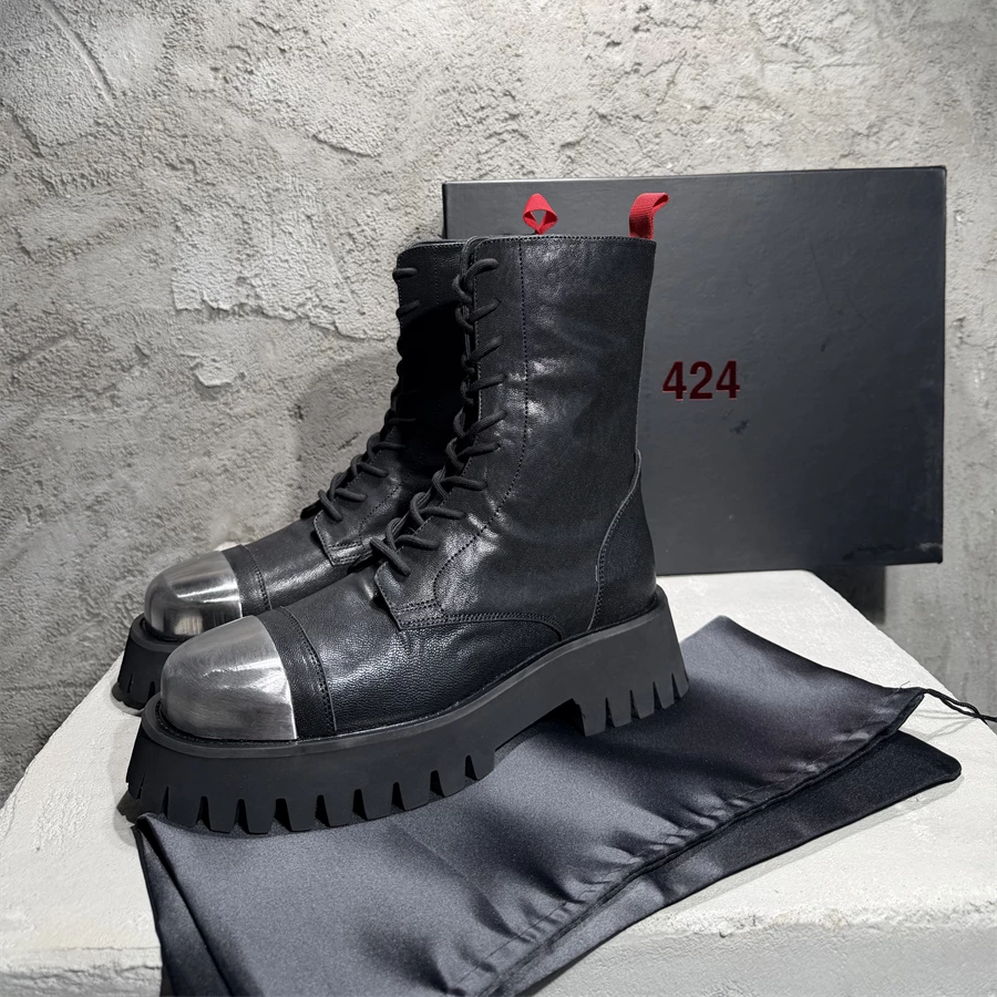 Xuan Zhan 424onFairfax high top toe shoes workwear British retro Martin boots thick soled snow leather short boots