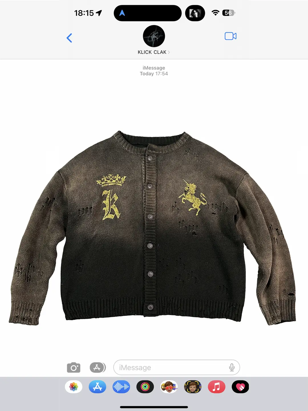 Klick Clak Washed Distressed Printed Sweater Knitted Cardigan Top Jacket