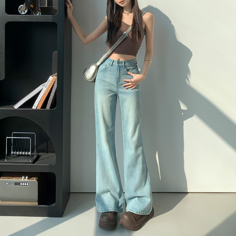 Tencel Jeans Women's Summer Light Luxury Jeans Women's Summer High Waist Stretch Flared Pants Women's Spring Weila Jeans Women's Spring