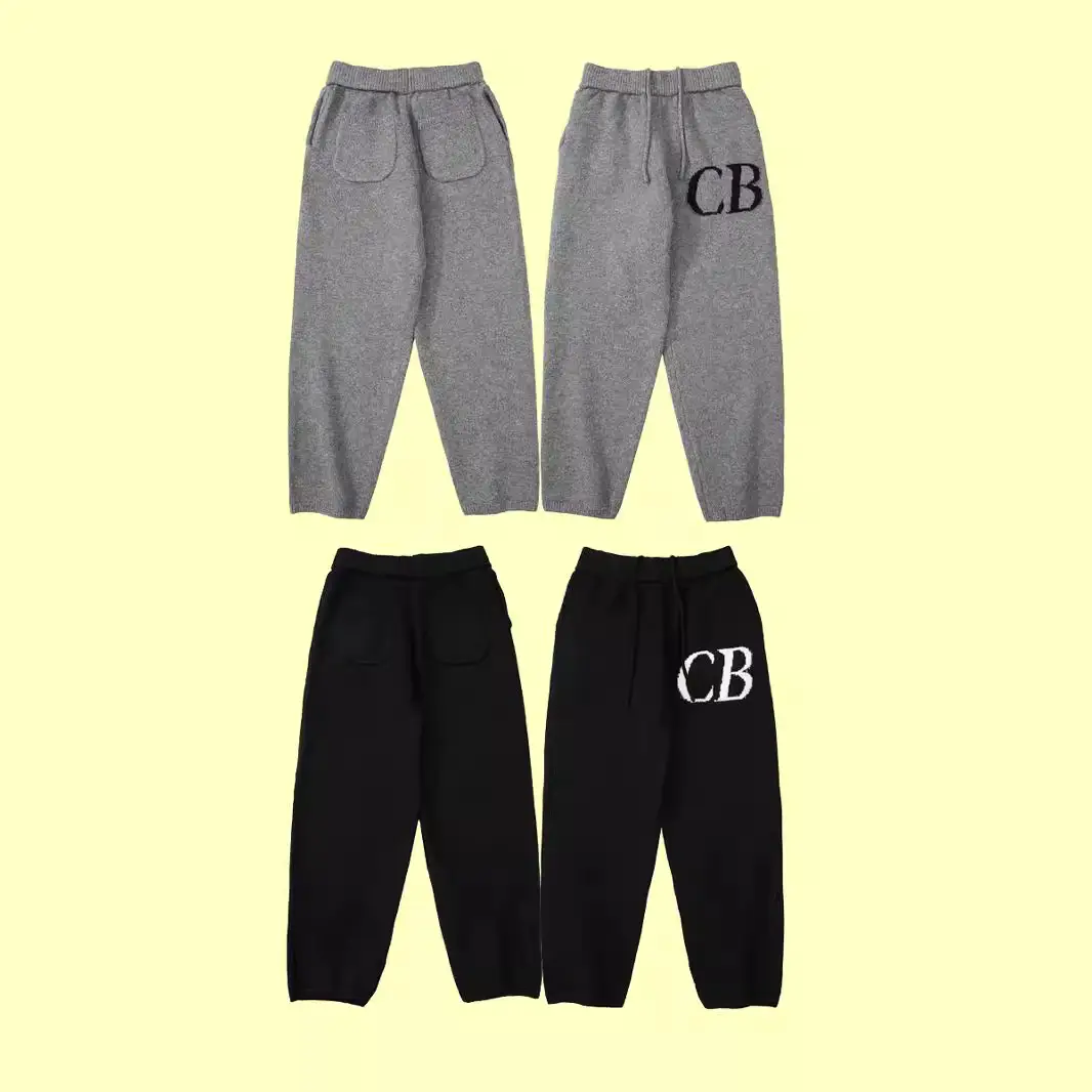 Cole Buxton Spring and Autumn Niche Minimalist Letter Logo Jacquard Loose Wool Trousers Casual Knitted Pants