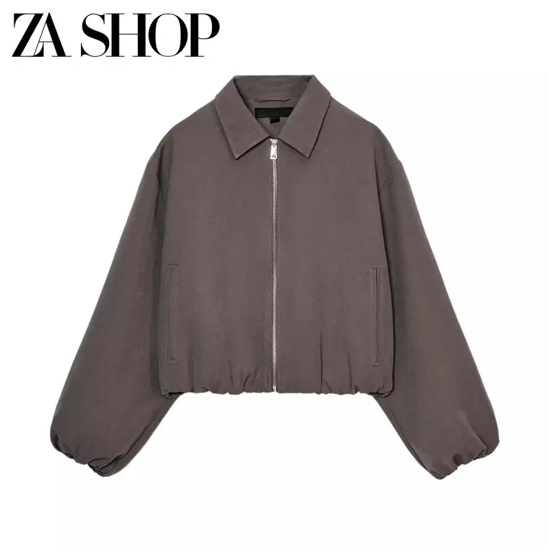 2026 Spring and Summer New Women's Casual Long-Sleeved Lapel Zipper Commuter Jacket 8372023 8372042