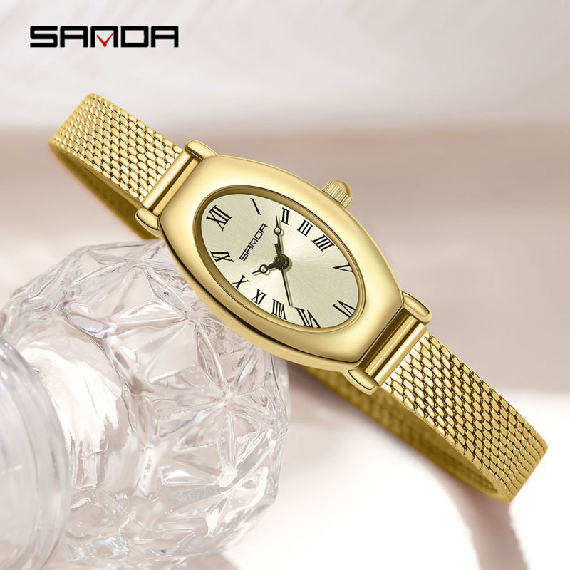 Sanda's Best-Selling Retro Belt Temperament Quartz Women's Watch Business Steel Belt Oval Small Sun Dial Women's Watch