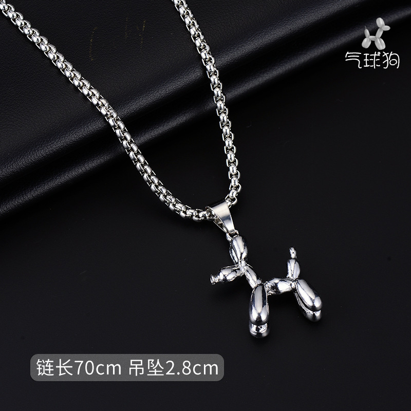 Japanese and Korean Hip-Hop Style Puppy Titanium Steel Necklace Men's Versatile High-End Influencer Picks Autumn and Winter Long Sweater Chain Jewelry