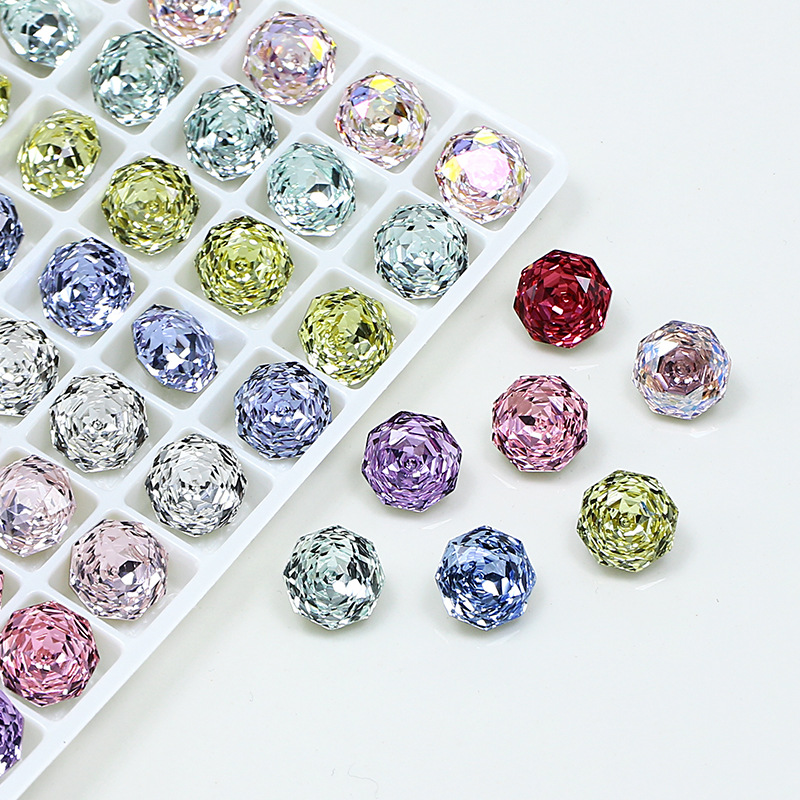 Dongzhou Crystal 8mm Eight-Sided Millennium Rose Cut Nail Art Diamond Flashing High-Quality K9 Crystal Diamond Light Luxury Nail Art Accessories