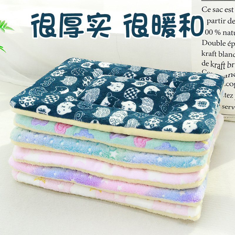 Cats Thickened Cushion Sleeping Mat for Dogs Autumn and Winter Blanket Kennel Cat Mat Warm Pet Cotton Mat Deep Sleeping Mat