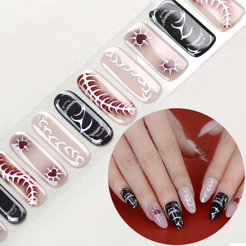 New Halloween Nail Stickers Classic Spider Web Punk Style Foreign Trade Wholesale European and American Dark Cross-Border Gel Nail Stickers