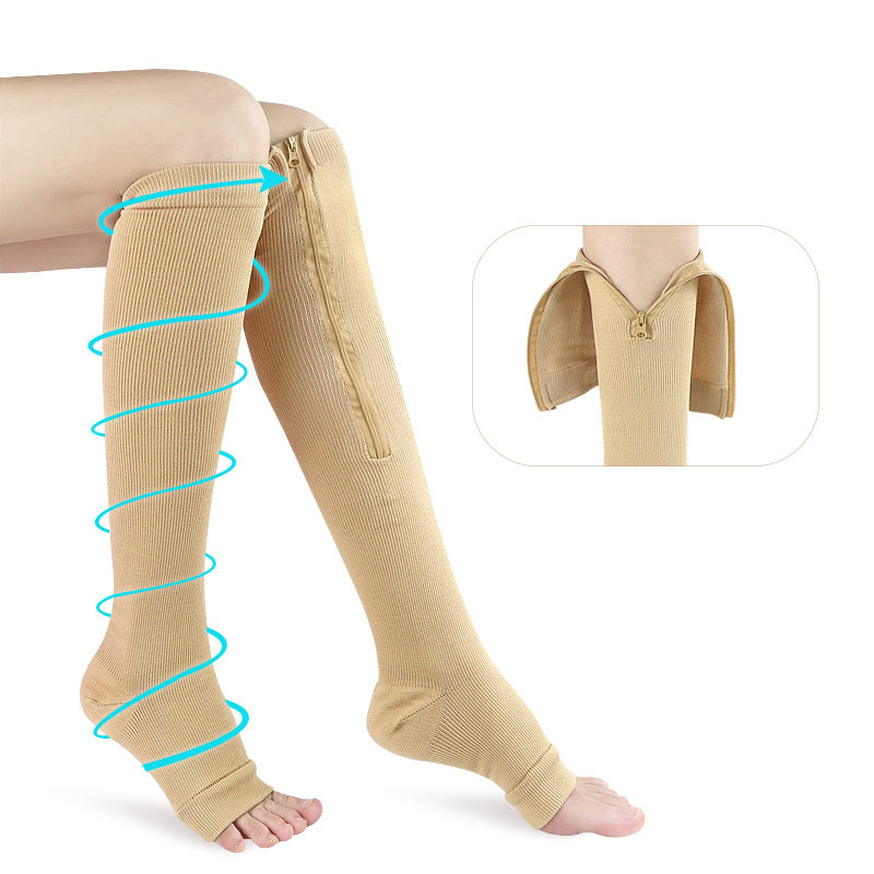 Women's Pressure Shaping Stretch Socks Foot Breathable Sweat Shaping Running Fashion Sports Compression Zipper Socks