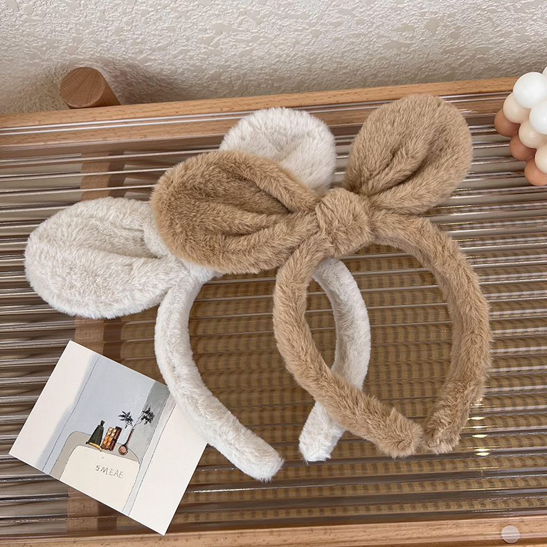 Plush rabbit ears headband female face washing headband Internet celebrity hairpin headdress female headband high Skull top cute cute cute hair accessories