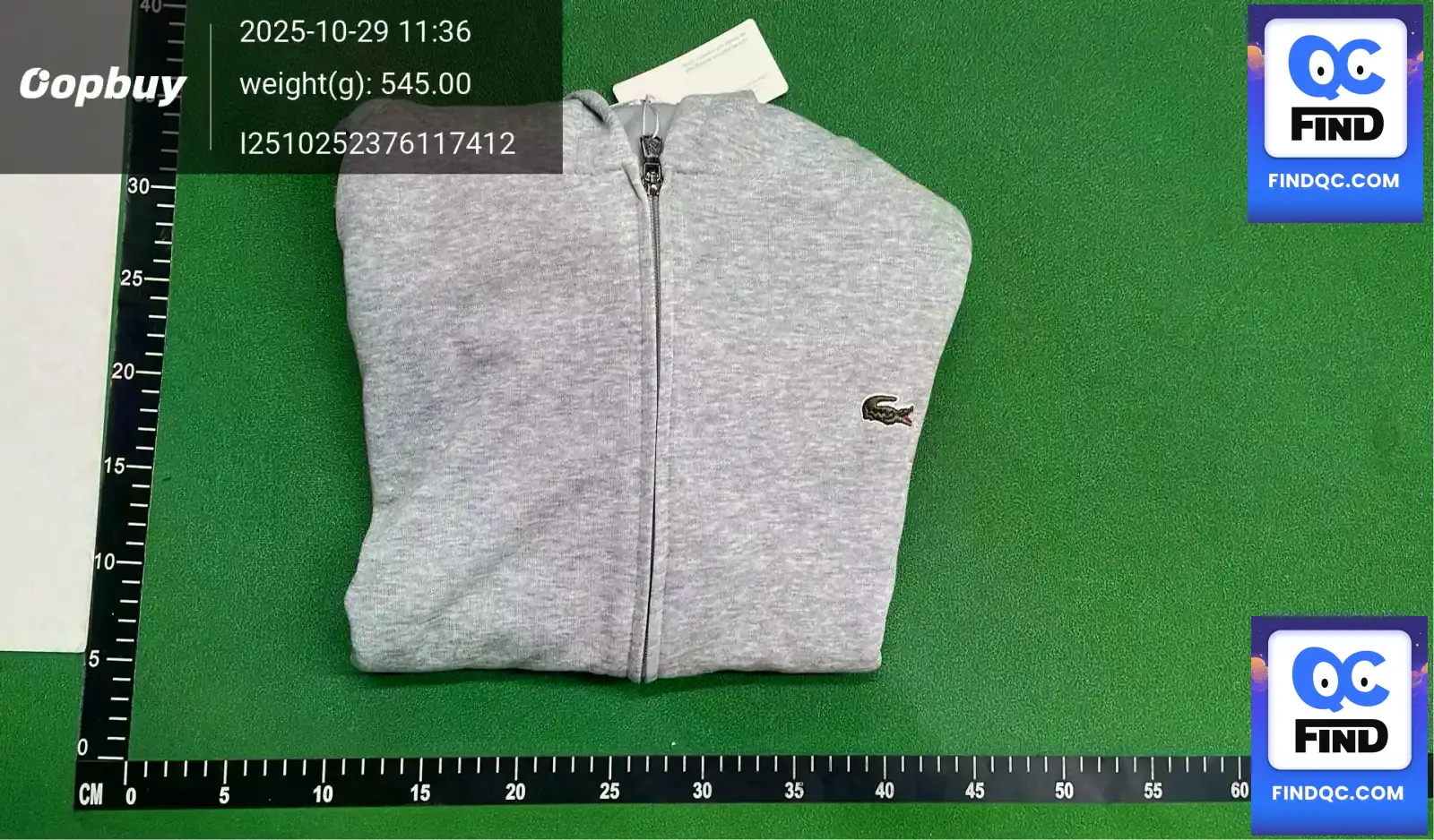 Lacoste Full Zip Hoodie Grey