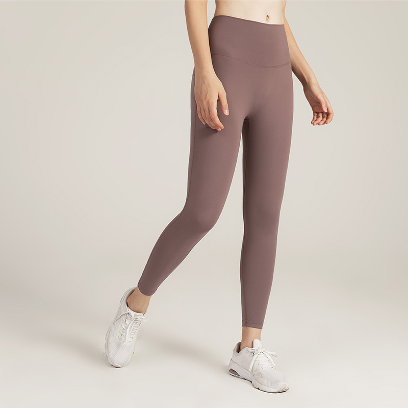 Ningbo Anjiu High Waist Hip Lifting Solid Color Yoga Pants Women's Stretch Tight Quick-drying Sports Fitness Yoga Cropped Pants Women
