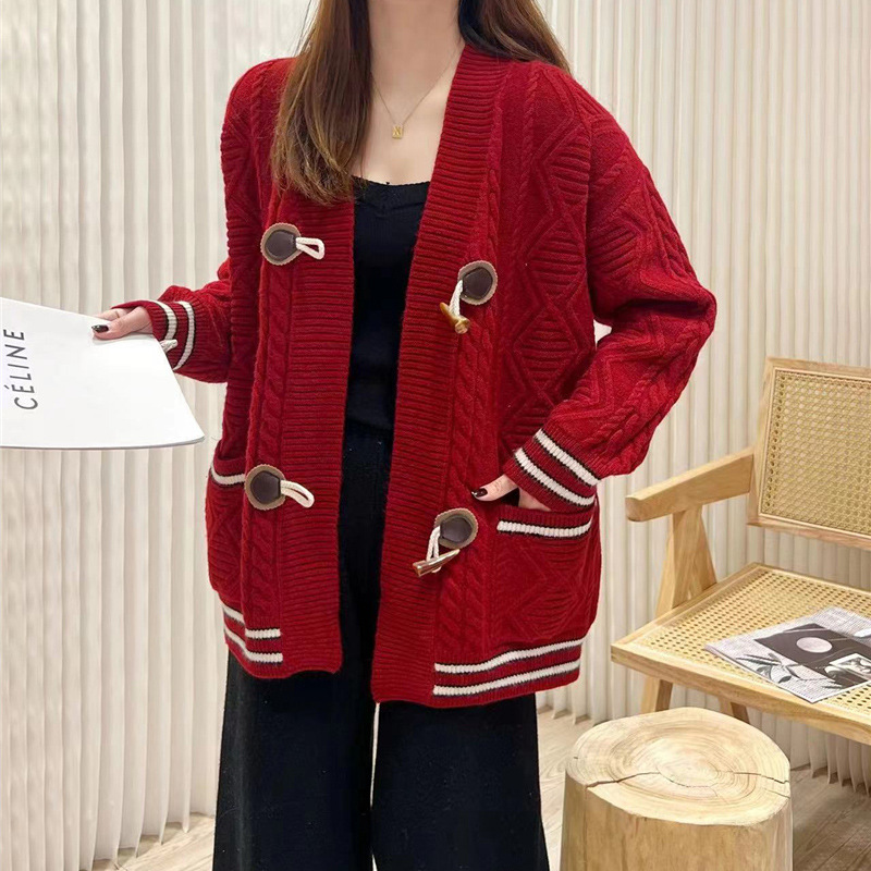 Autumn women's high-grade sweater cardigan knitted coat women's New 2023 popular winter thickened top autumn clothing