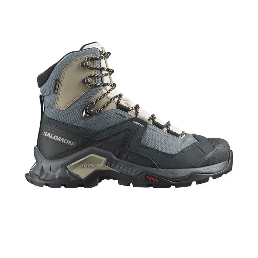 SALOMON 23新款QUEST EGT系女士黑蓝色皮革纺织高帮登山鞋