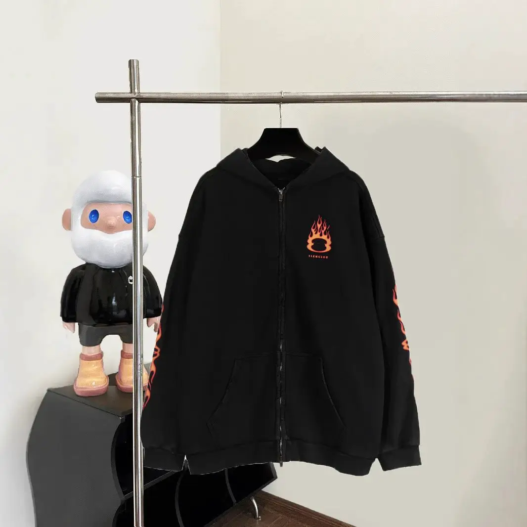正确版B印花外套款破连帽卫衣