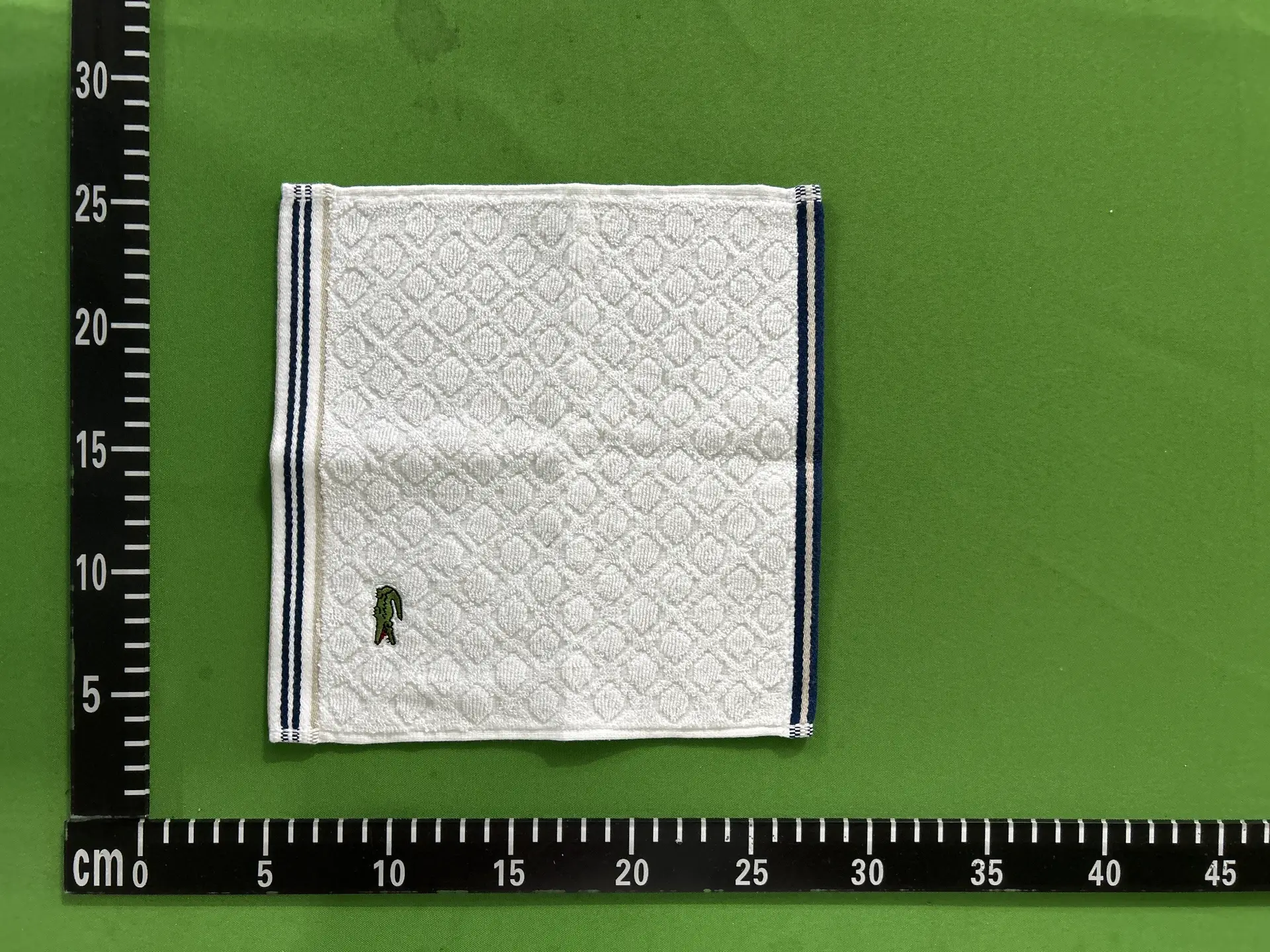 Lacoste White Cotton Small Square Towel 25cm