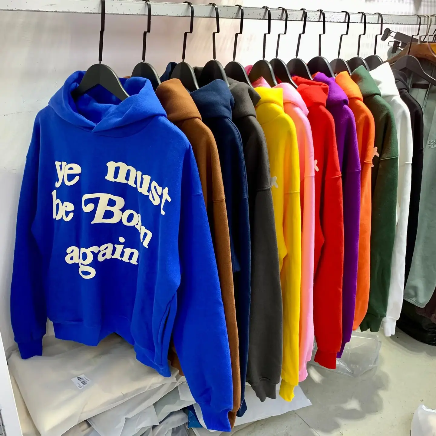 KANYE same style you must be born again foam letter hoodie fleece-lined hoodie