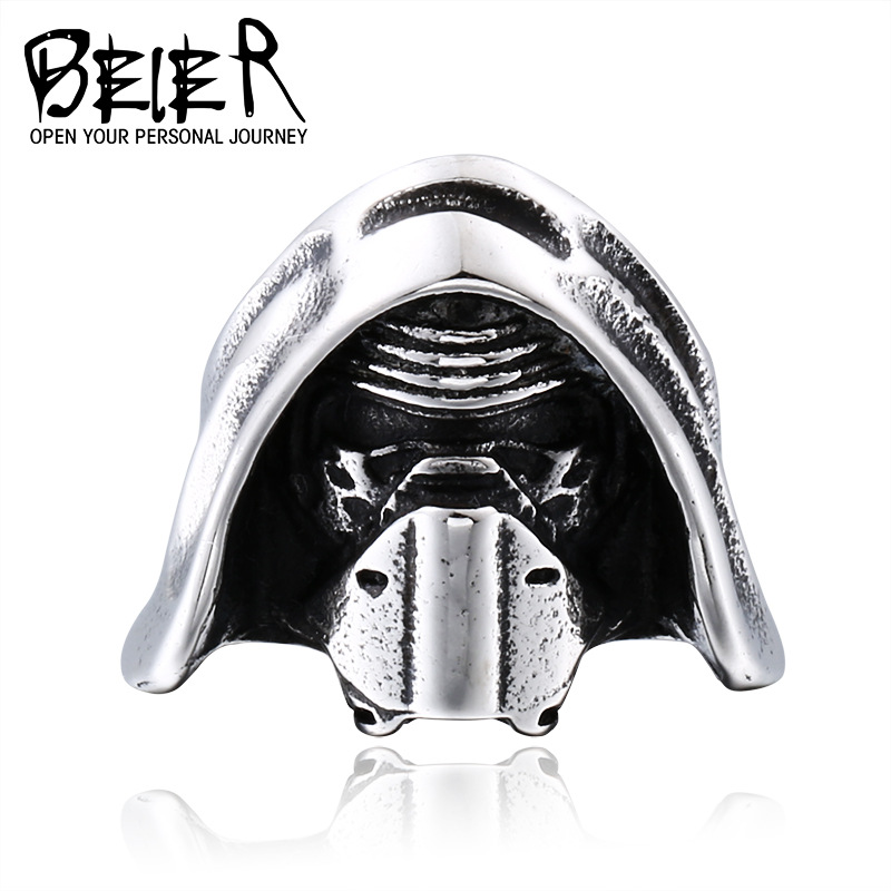 beier Star Wars Kylo Len Kylo Ren mask ring stainless steel men personality ring