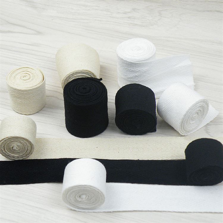 Factory direct cotton herringbone webbing this white black white cotton webbing clothing Hemming with clothing accessories