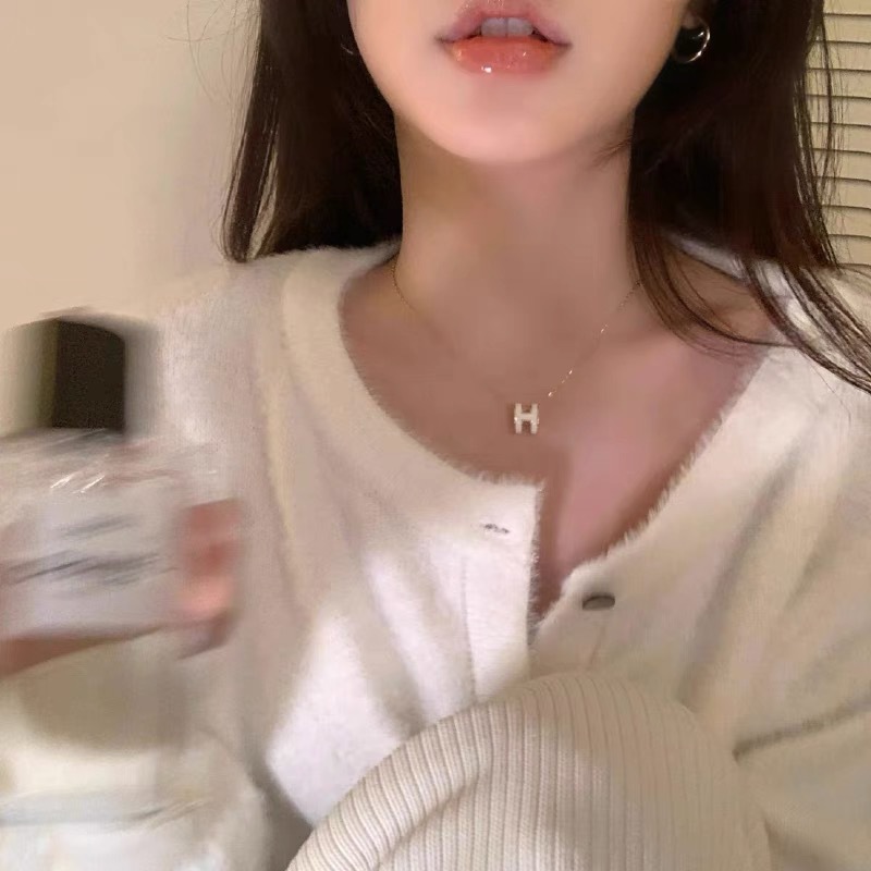 Niche Senior H Letter Full-body Titanium Steel Necklace Women's Elegant All-match Sweater Chain Clavicle Chain Cyber Celebrity Accessories Necklace Chain