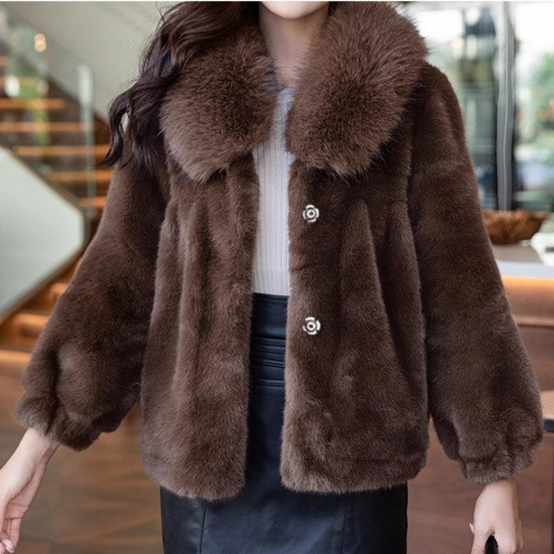 The whole network low price imitation fox fur mink fur fur fur women's fur collar thickened all-match fashion casual trendy coat