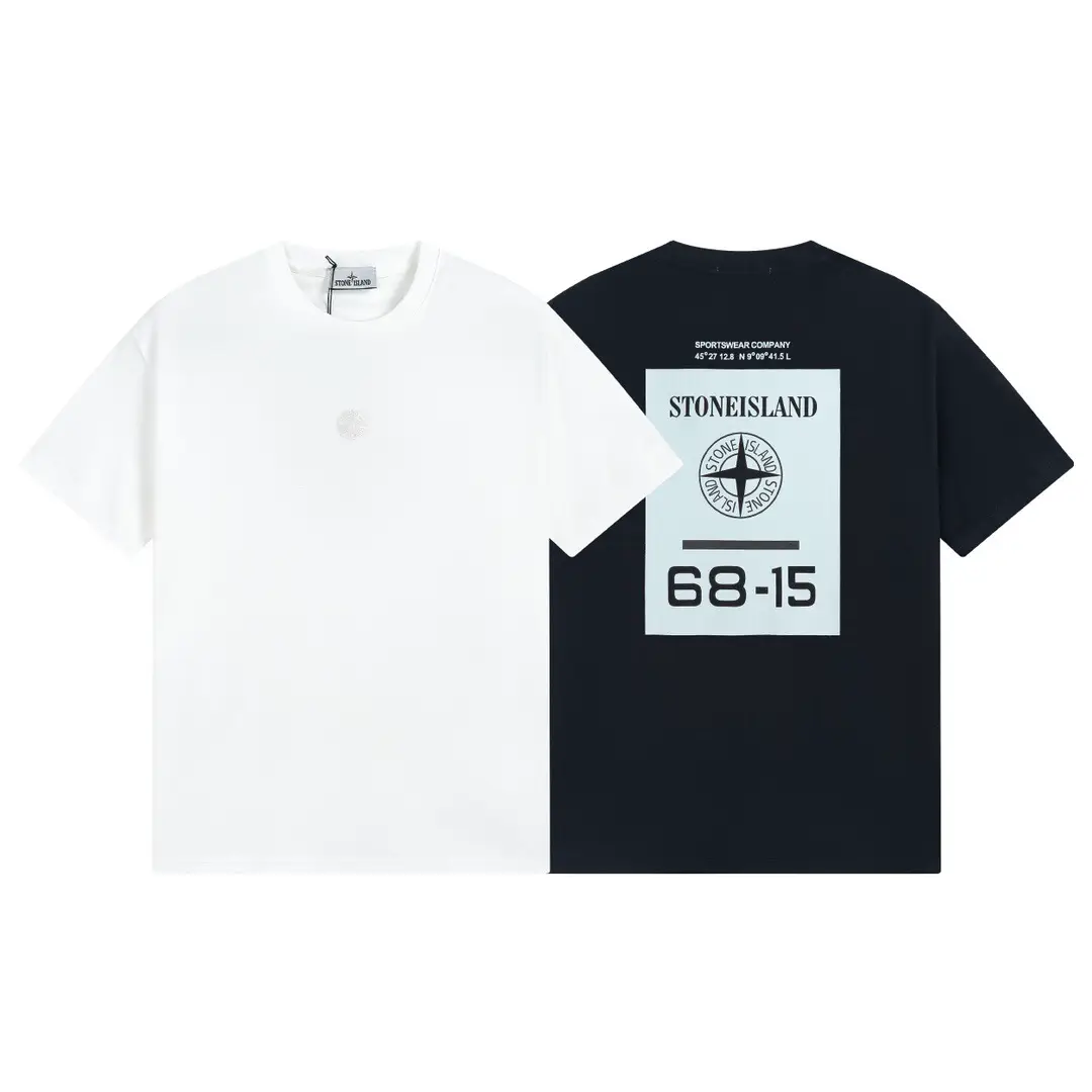 Stone Island American-Style Digital Direct-Print Geometric Pattern Large Compass Unisex Short-Sleeve T-Shirt