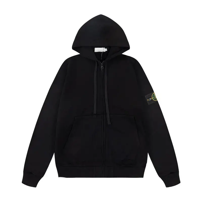 25 Early Spring New Style Island Brand European and American Trendy High Street Armband Zipper Cardigan Sweatshirt Men's Couple Hooded Jacket Pure Cotton