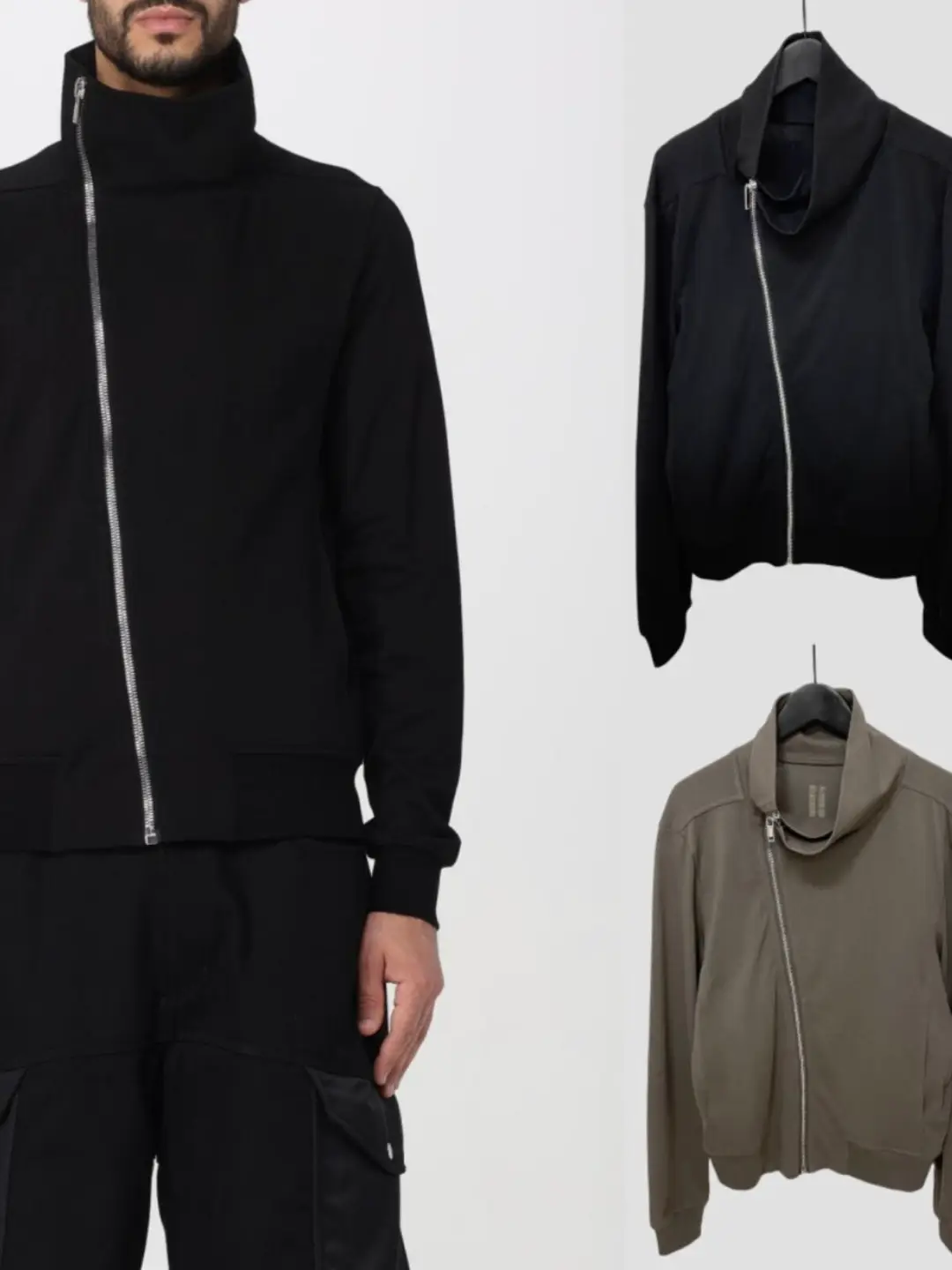 Dawnhin Ro F/W Dark Avant-Garde Diagonal Zipper Stand Collar Jacket Thin High Collar Asymmetrical Cardigan Jacket for Men