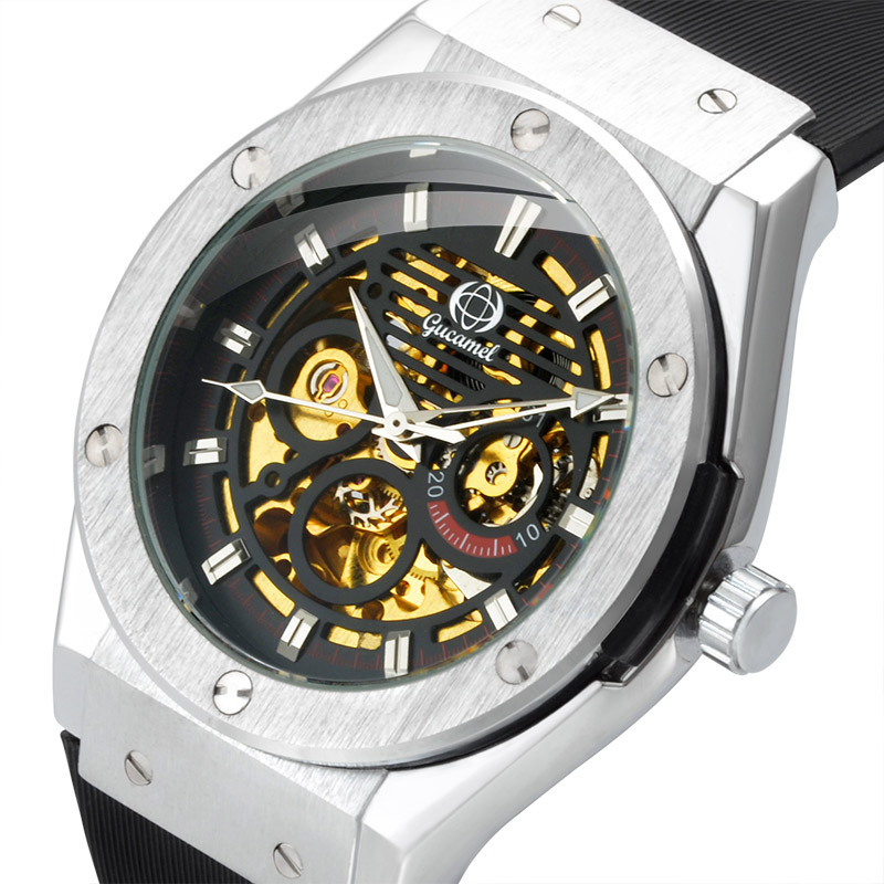 Ancient camel 2022 new men's mechanical watch trend business automatic mechanical watch silicone tape hollow men's watch wholesale