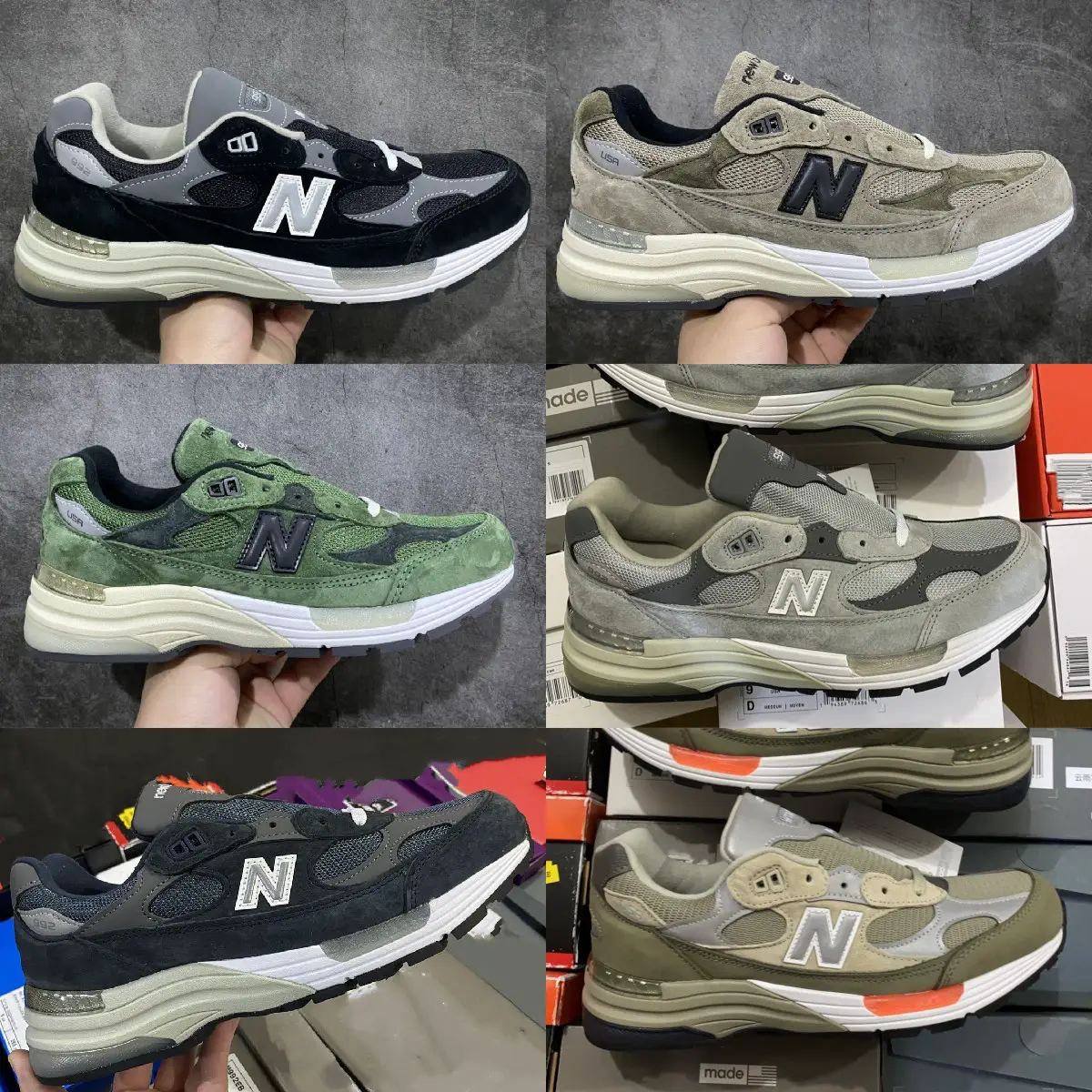 Jjjjound 992 Joint Retro Casual Sneakers Wtapss Green Gray Men's and Women's Sports Jogging Shoes M992Gr