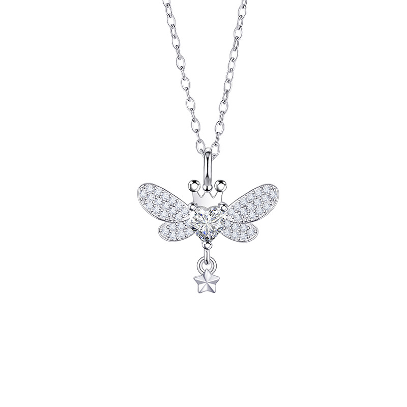 Original Escaping Princess Series Love Angel Wings Necklace Feminine Style Light Luxury Star Stainless Steel Collarbone Chain