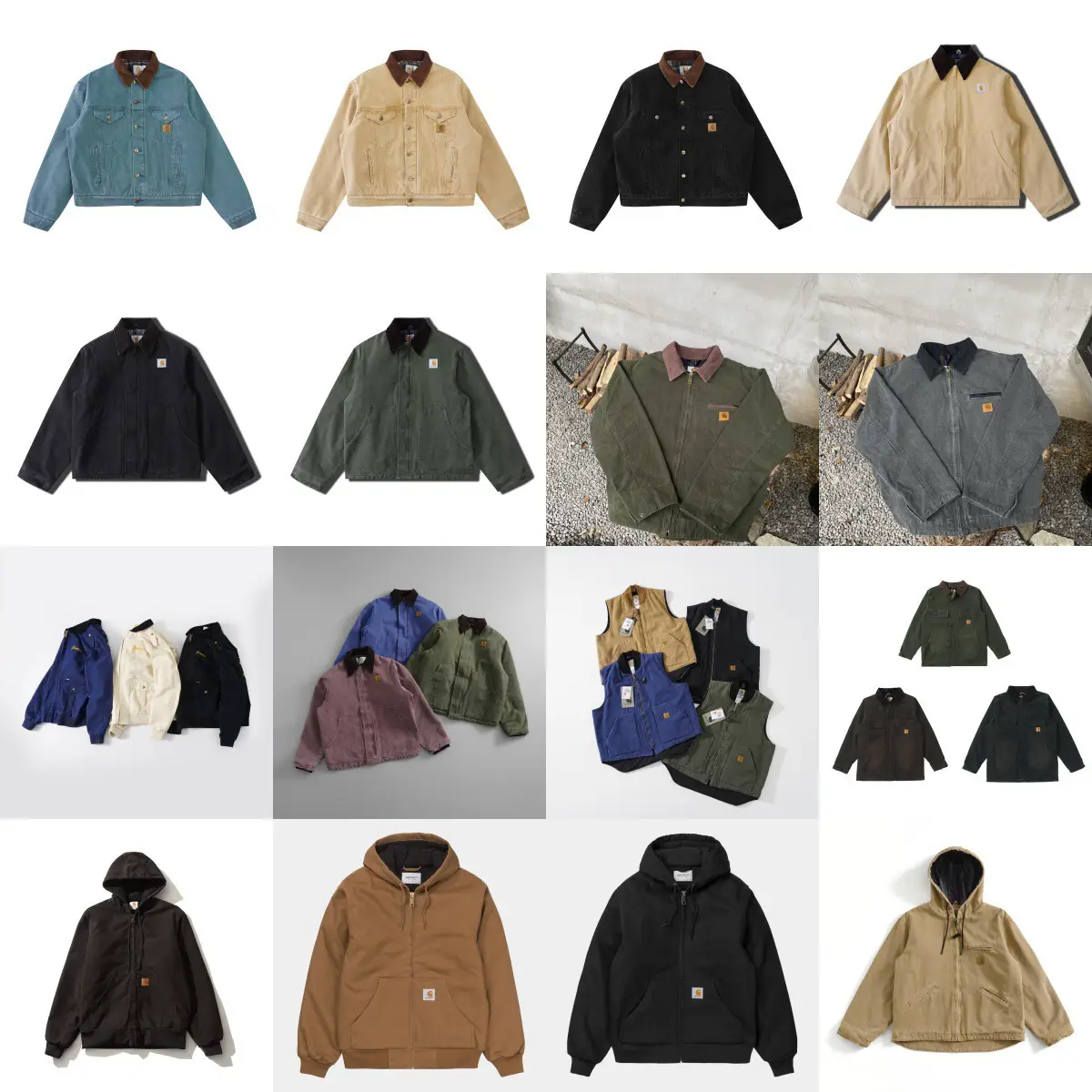 Carhartt Style Canvas American Lapel Work Jacket Classic Detroit Jacket Men's and Women's Hooded Top Trendy