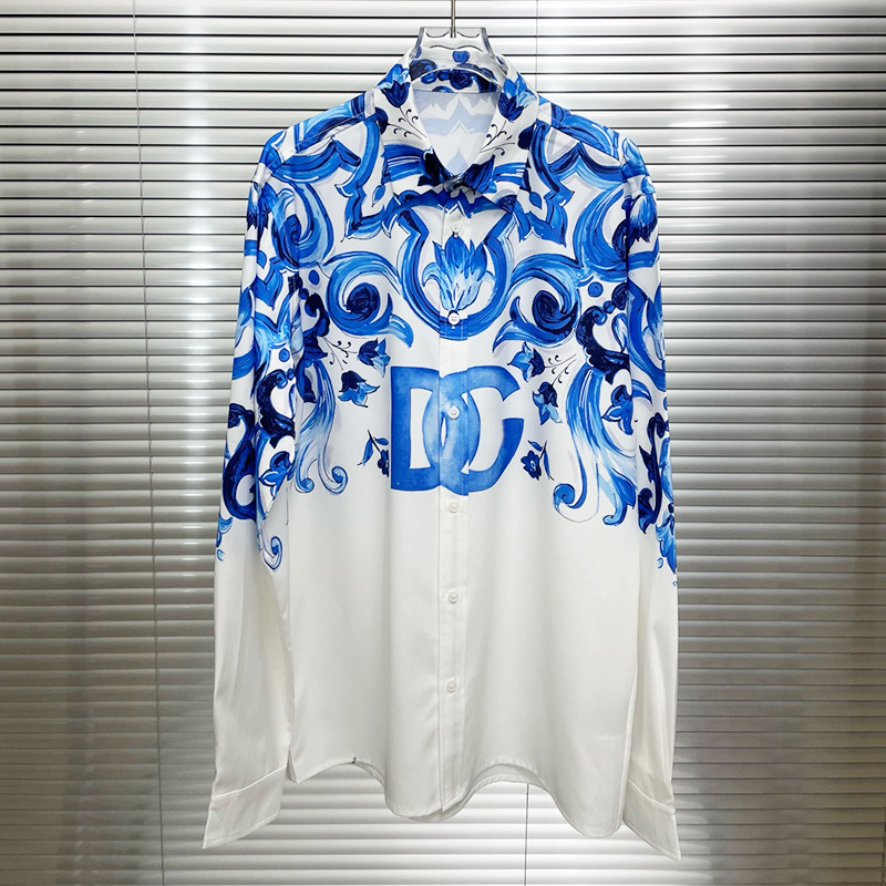 2025 new European and American cross-border foreign trade fashion youth fashion direct injection digital printing men's long sleeve shirt shirt
