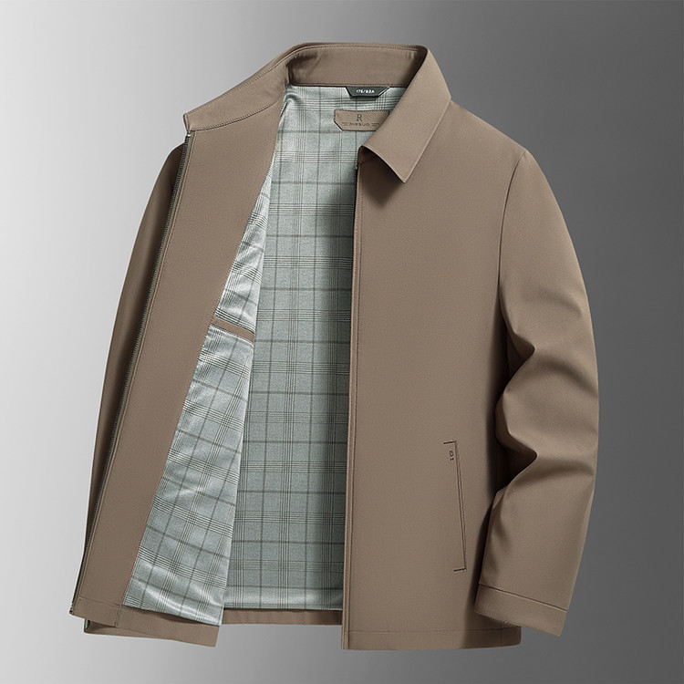 2025 Men's Jacket for Young and Middle-Aged Men, New Spring and Autumn Casual Turn-Down Collar Men's Coat, Versatile Fashion Top, Solid Color