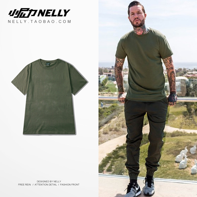 American Street Fashion Hong Kong Style Simple Army Green Japanese Trendy Tee Men's Couple Korean Version Loose Short-Sleeved T-Shirt