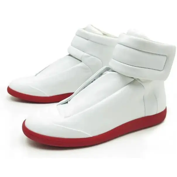 Spot 2025 brand designer models new high-top sneakers velcro design leather round toe shoes models men's
