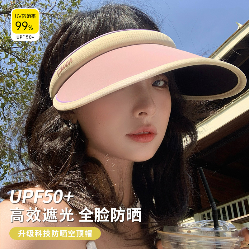 Ice Silk Open-Top Sun Hat for Women, Summer Cycling Anti-Flip Sun Hat with Large Brim, Uv Protection Sunshade Trendy