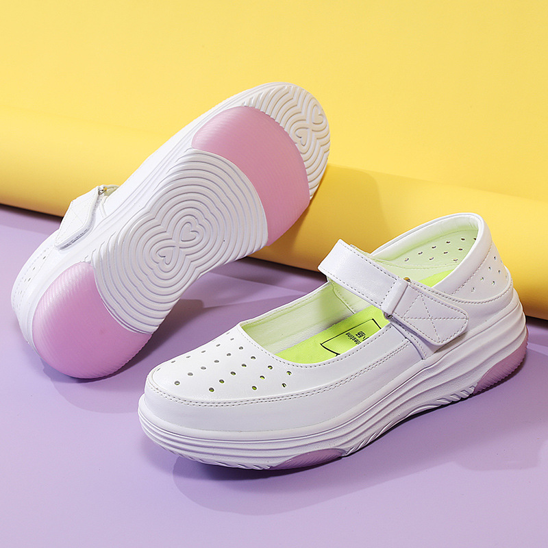 In-Stock Summer Nurse Shoes for Women, Soft-Soled, Breathable, Comfortable, with Velcro Straps, Hospital Nurse-Specific Shoes, White Work Shoes