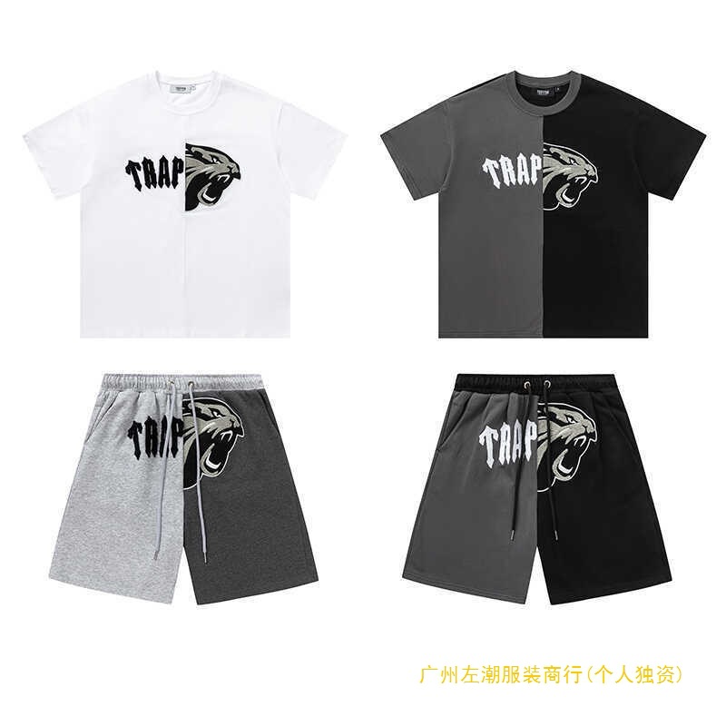American High Street Trapstar Patchwork Towel Embroidered Short-Sleeved T-Shirt Casual Sports Shorts Couple Suit Trendy