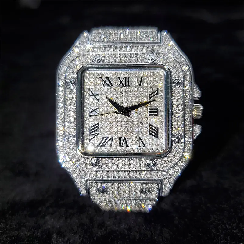 Samurai Square Dial Full Diamond Watch Chinese Fad Fashion Best Selling Men's and Women's Creative Diamond Gypsophila Watch hip hop Quartz Watch