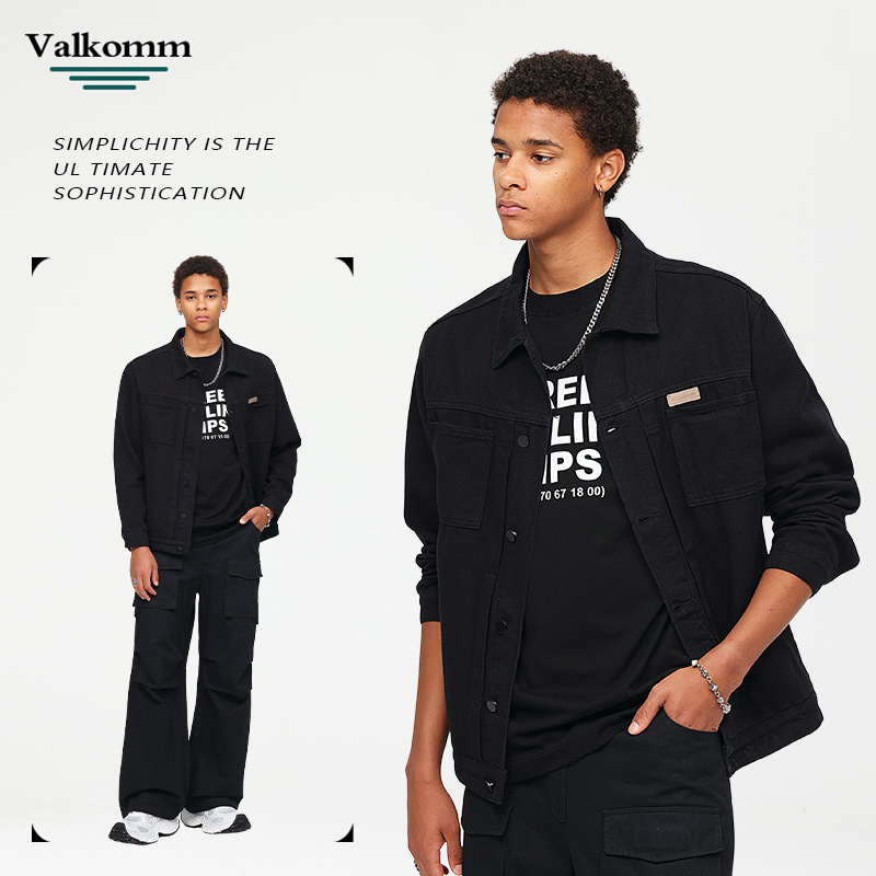Laike Men's Spring and Autumn Retro Black Denim Jacket Men's Handsome American Fashion Brand Loose Denim Jacket