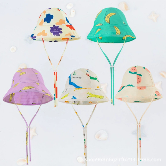 Men's and women's children's sunscreen swimming cap beach play neck protection cap sunshade cap swimming cap ear protection cloth cap sunshade cap