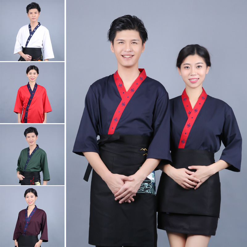 Chef's Uniform Tops Korean Japanese Cuisine Sushi Restaurant Kitchen Staff Work Uniforms Kimono